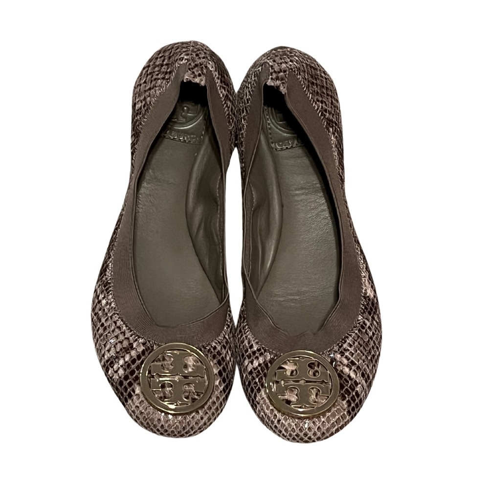 Tory Burch Grey/Tan Snake Ballet Flats